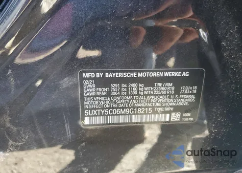 2021 BMW X3 xDrive30I z USA, uszkodzony, nr VIN 5UXTY5C06M9G18215